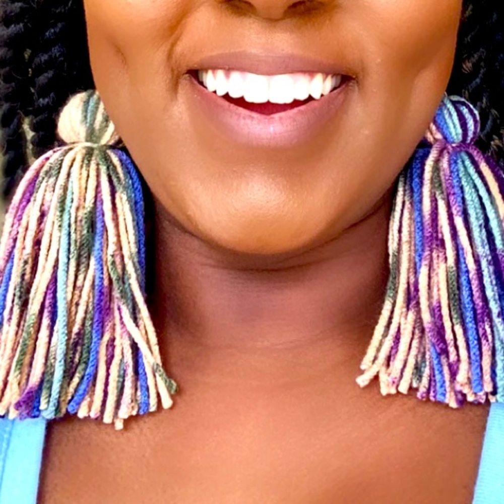 Tassel Multi-color Yarn Earrings